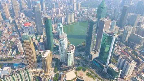 Top Down Aerial View Of High Rise Buildings