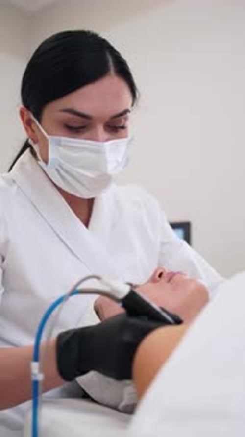 Woman Receives Hydrafacial Treatment at a Medical Spa