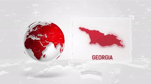 Georgia 4K Tech Map Beside Globe On White Background