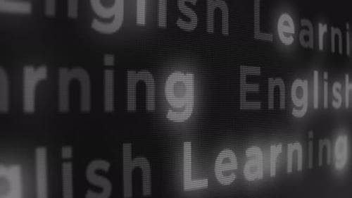 Animated Scrolling Text on Digital Pixel Screen Background