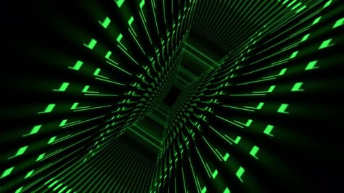 Animierter unendlicher Tunnel mit 3D-Digitaltechnologie, Grün, 4K