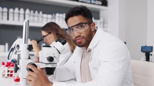 Scientists Working with Microscopes in the Laboratory