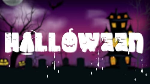 Spooky Halloween Text Reveal Animation with Haunted House Background