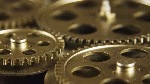 Golden Gears Clockwork Machinery Turning