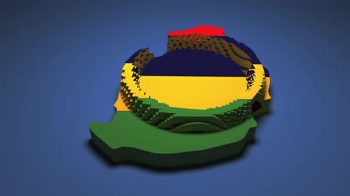 Geometric Mauritius Flag Map Reveal Animation