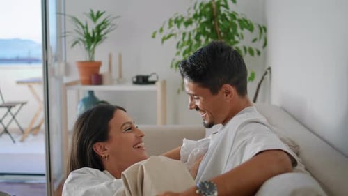 Funny Spouses Joking Hotel Closeup