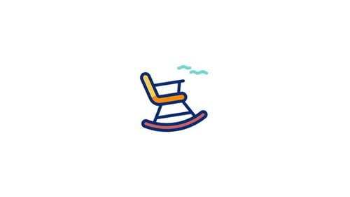 Animated Rocking Chair Icon in Flat Design Style