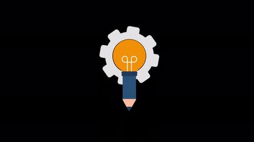 Pencil Lightbulb Gear Animated Icon for Creative Ideas and Development