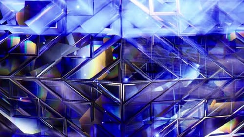 Shimmering Blue Crystal Geometric Abstract Background Animation