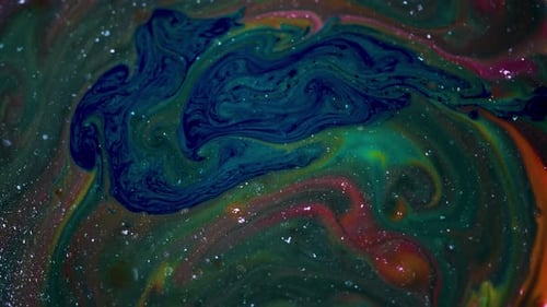 Abstract Paint Liquid Wave Green Red Dark Background