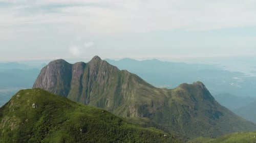 Aerial view of the highest brazilian rain forest tropical mountains, Pico Caratuva and Pico Paraná,