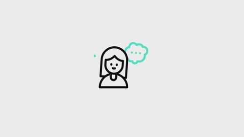 Animated Female Avatar Icon with Communication Thought Bubble