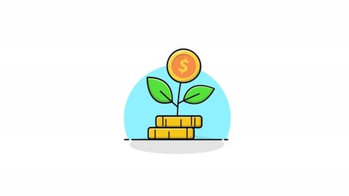 Animated Money Plant Icon: Financial Growth and Investment