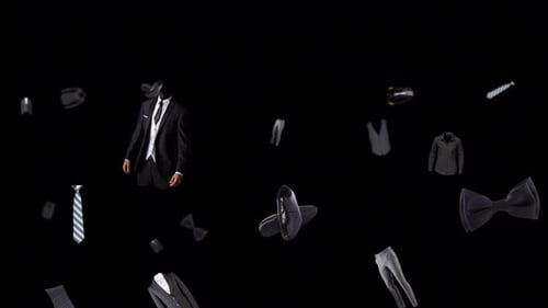 Moving animation of suits. Transparent background and loop video.