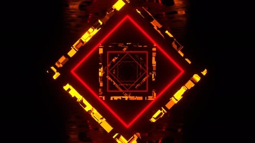 Orangefarbener und roter quadratischer abstrakter Flurhintergrund Vj Loop I 4K