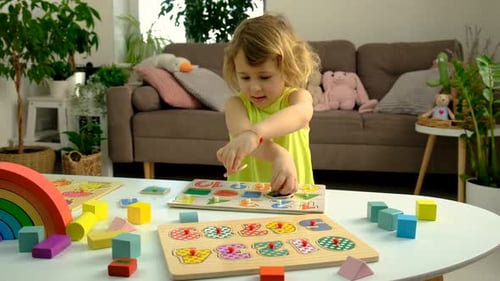 Children Learn the Alphabet and Numbers Selective Focus