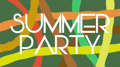 Summer Party Text Reveal Animation with Abstract Wavy Lines