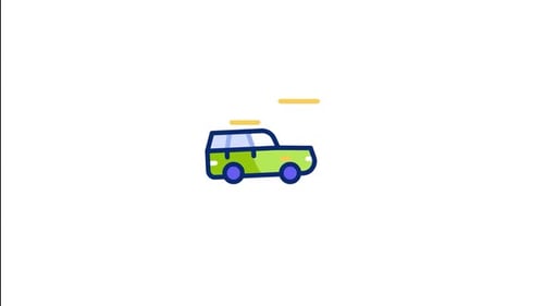 Flat Design Car Driving Animation