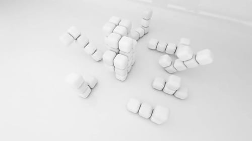 Abstract White Cubes Building a Grid Animation