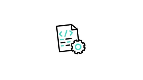 Animated Code Document and Spinning Gear Processing Icon