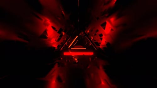 Red And Orange Flashing Triangular Neon Corridor Background VJ Loop In 4K