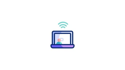 Animated Flat Design Laptop Communication Icon