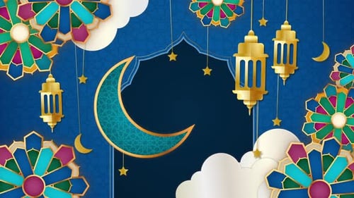 Ramadan Eid Mubarak Decorative Islamic Celebration Motion Background