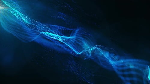 Abstract Blue Waving Particle Flow Digital Background