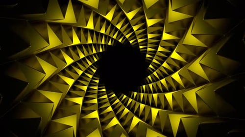 Gold Spiny Cylindrical Tunnel Background Vj Loop In 4K