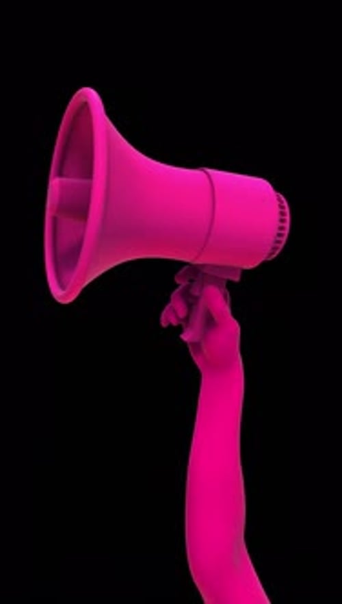 Pink 3D Megaphone Hand Announcement Animation