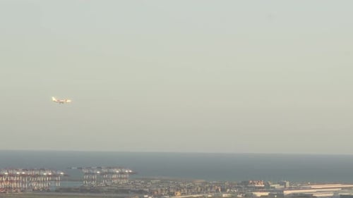 Plane close to landing in Barcelona Spain