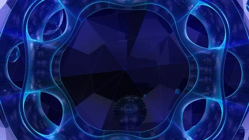 Blue Futuristic Abstract Wireframe Tunnel Loop Background