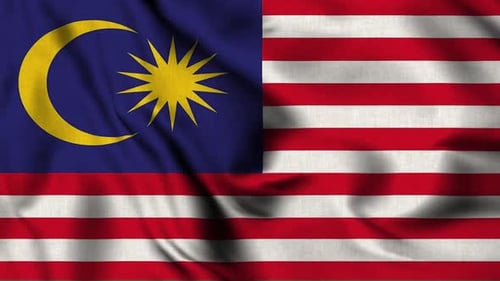 Malaysian Flag Waving Realistic Animation