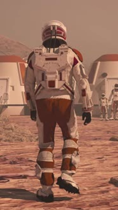 Family colonists to Mars, a man, a woman and a child.