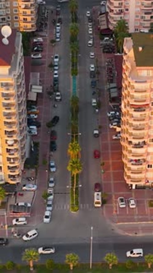 Vertical Video City Panorama Aerial View Mediterranean Coastline