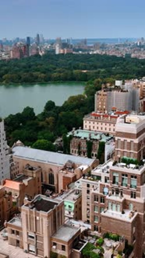 Densely built architecture around Central park of New York