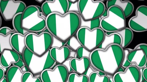 Animated Nigerian Flag Hearts Falling Transition