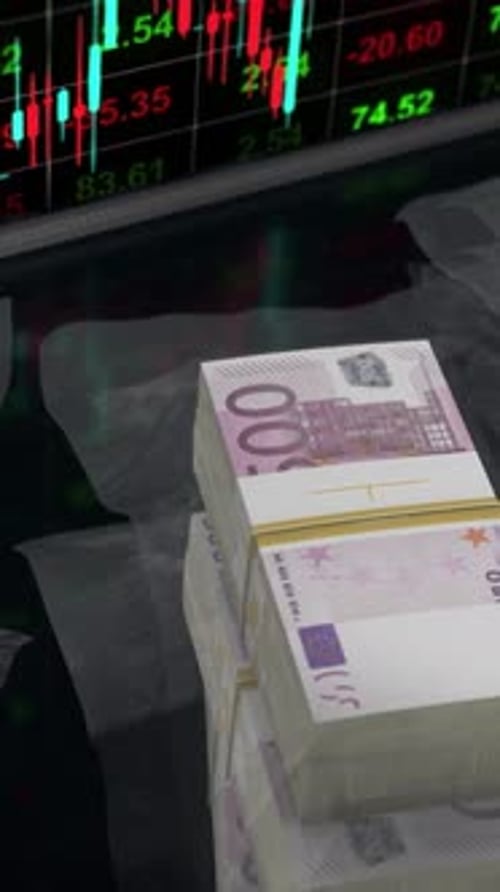 Euro Cash Stack Cinematic Finance Background Vertical