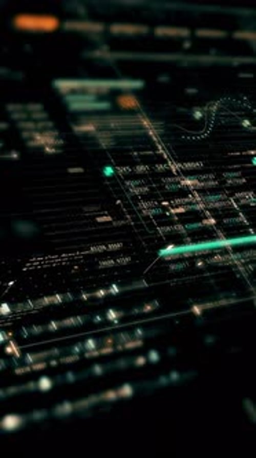 Abstract Data and Code Animation on Black Background