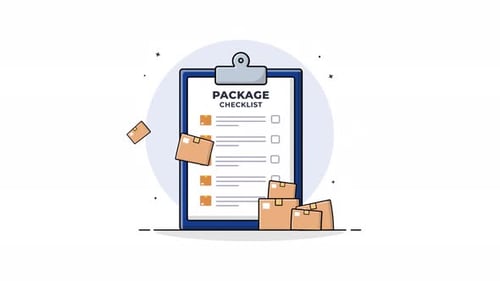 Flat Design Animated Package Checklist with Boxes