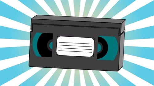Retro video cassette for watching movies on video player old vintage hipster for geeks from 70s, 80s