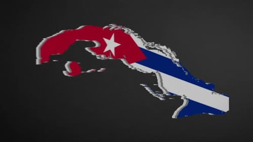 Animated 3D Map of Cuba with Flag Reveal