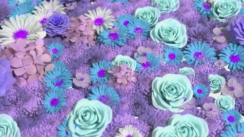 Animated Floral Background with Colorful 3D Paper Flowers