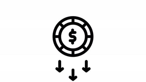 Animated Dollar Chip with Downward Arrows Icon