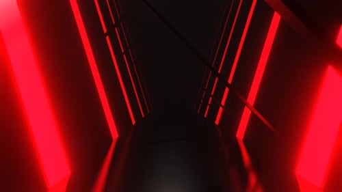 Red And White Neon Strobe Corridor With Asymmetrical Frames Background Vj Loop I 4K