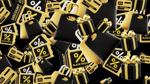 Seamless pattern black friday, gifts, discount cards, and shopping bags