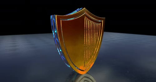 3D Animated Gold Shield Reveal Intro