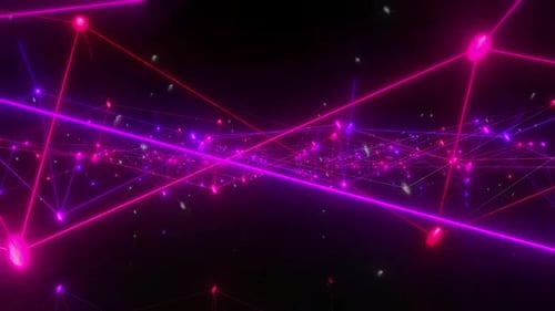 Explore vibrant glowing network connections in futuristic space