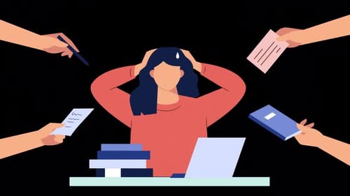 Overwhelmed Person with Tasks Flat Design Animation