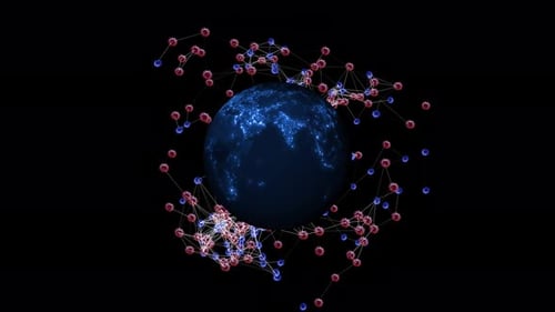 Virus Attack The World Animationshintergrund. Animationshintergrund für pandemische Covid-19-3D-Viruszellen,